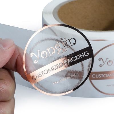 Het Stempelen van BOPP Hete Gouden Foliestickers, OEM Gouden Folie Transparante Sticker